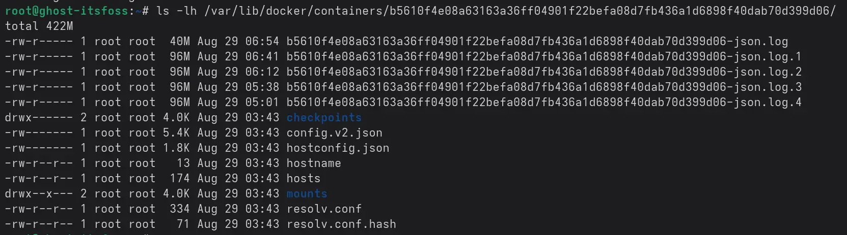 Containers taking less disk space after log rotation in place