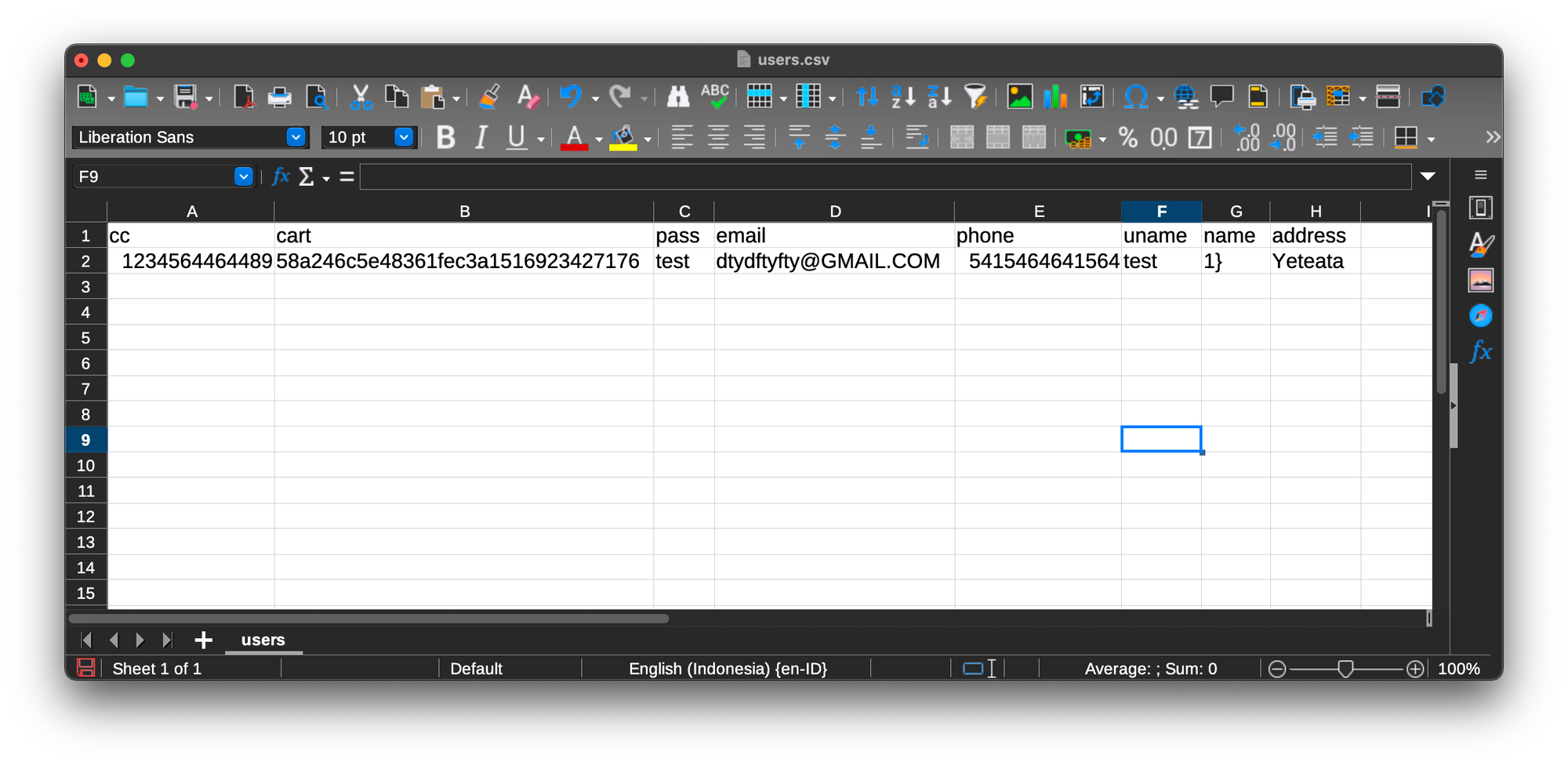 User CSV opened in Office 