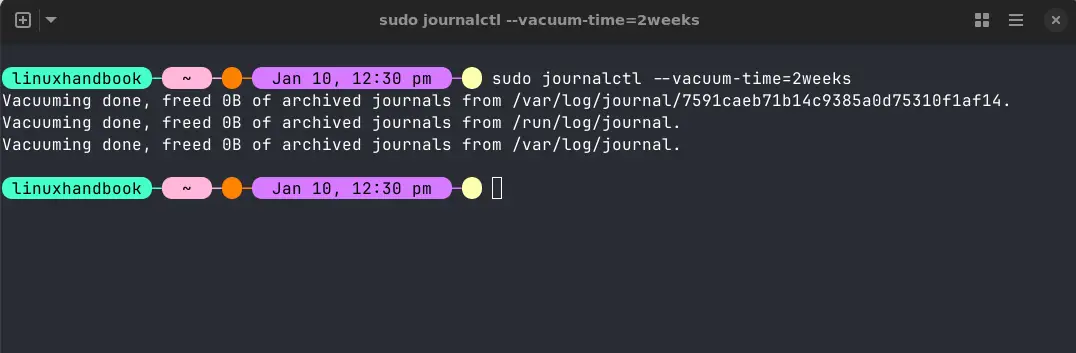 Cleaning journalctl logs older than certain weeks