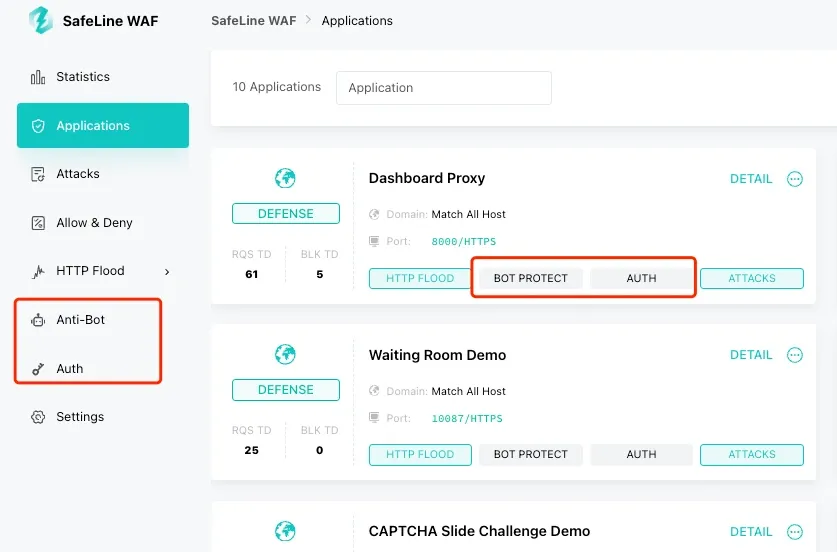 Safeline bot protection