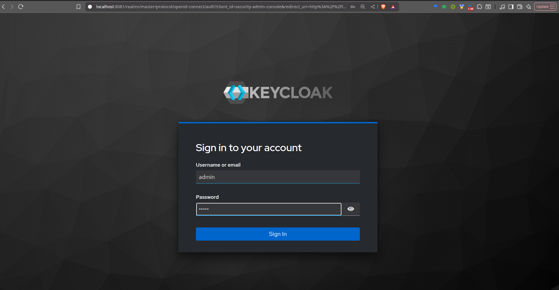 Initial Login Page.