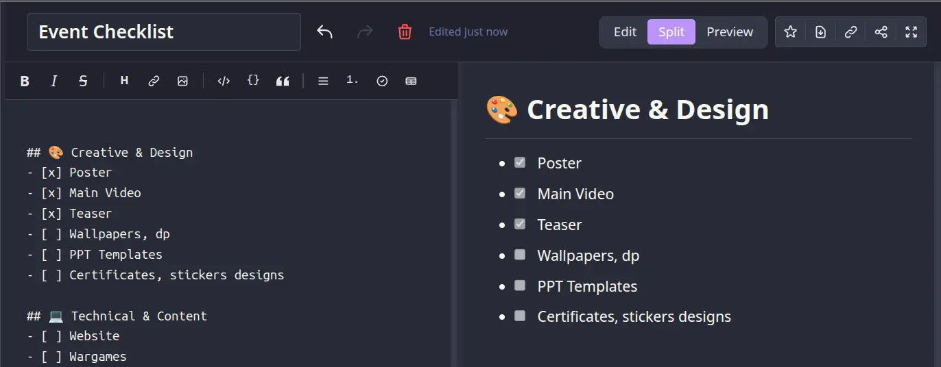 NoteDiscovery interactive checkboxes