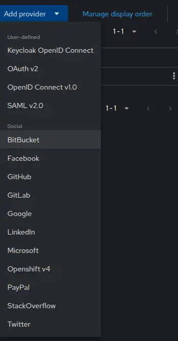 Identity providers supported in keycloak.