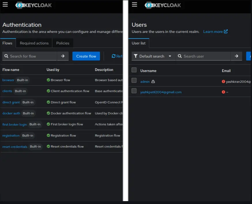 Authentication and Users in keycloak.