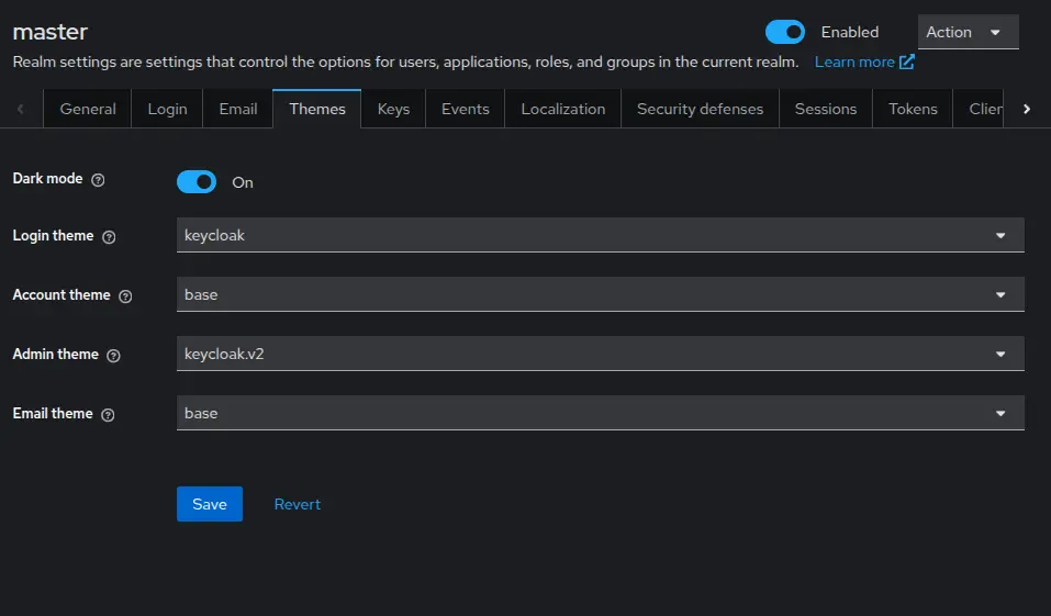 Customization options in keycloak.