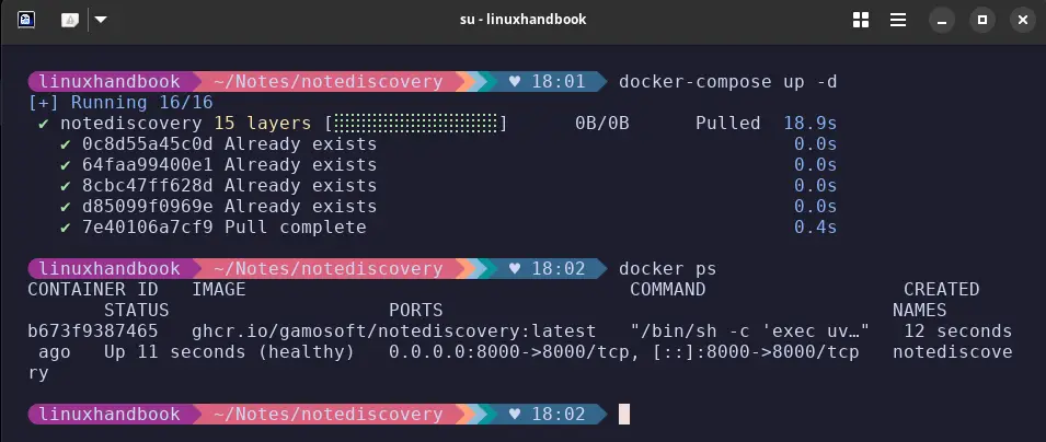 Running NoteDiscovery via Docker