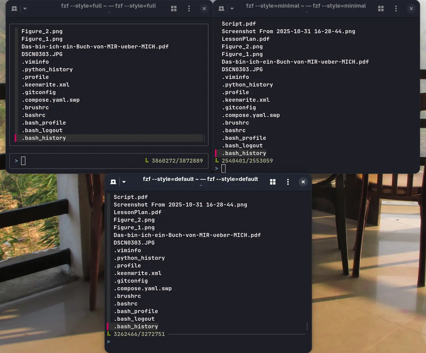 display modes with fzf