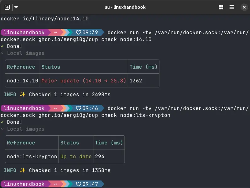 Cup giving information about available image updates.