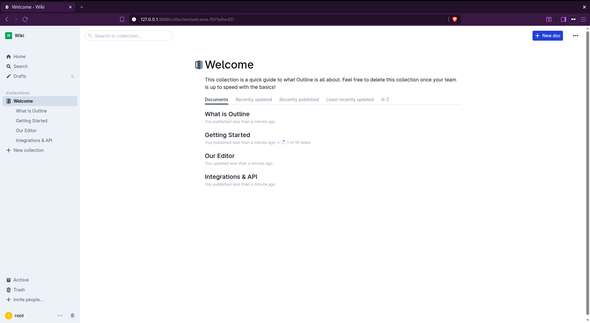 Home page of Outline.