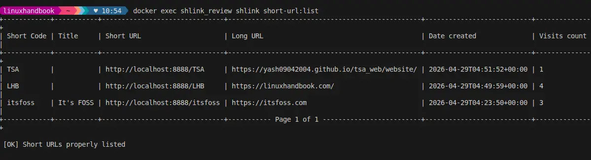 Shlink CLI in action.