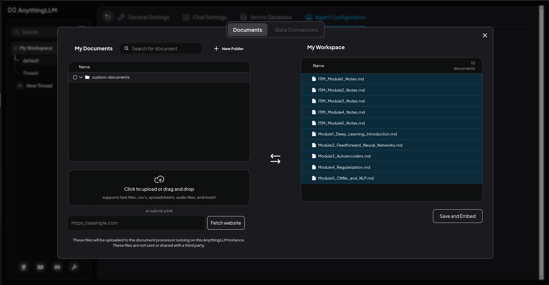 Adding local notes to the workspace