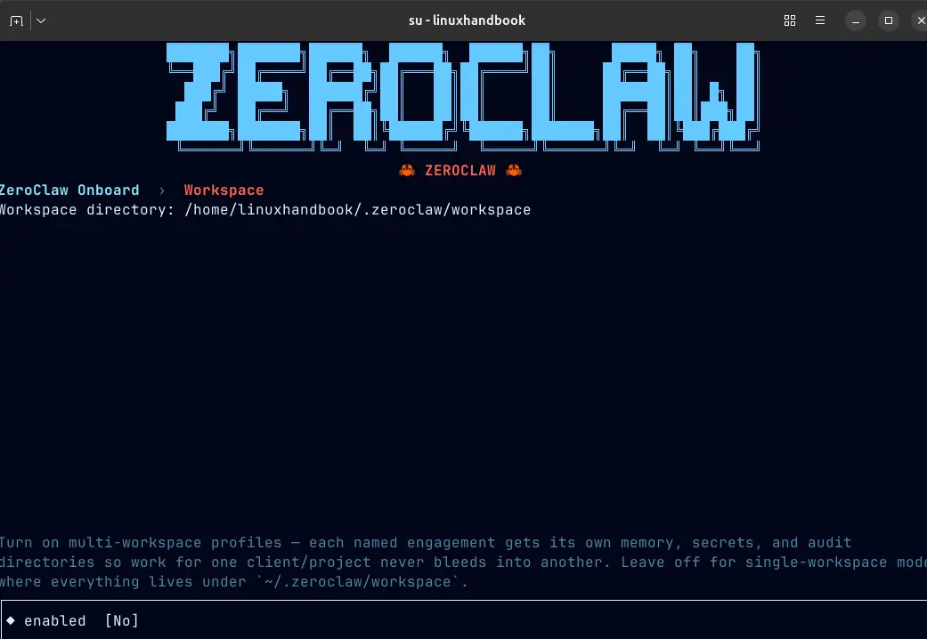 ZeroClaw onboard setup