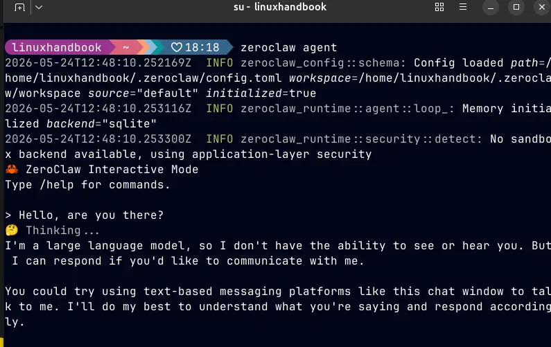 Agent responding to the model