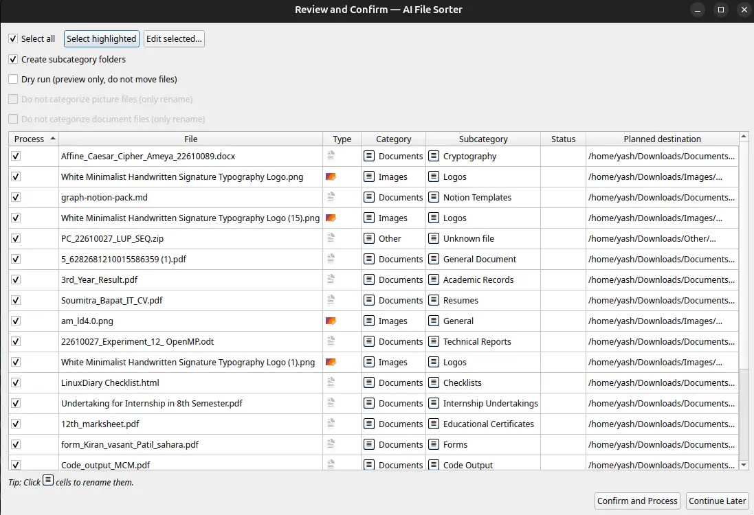 file categorization by aifilesorter