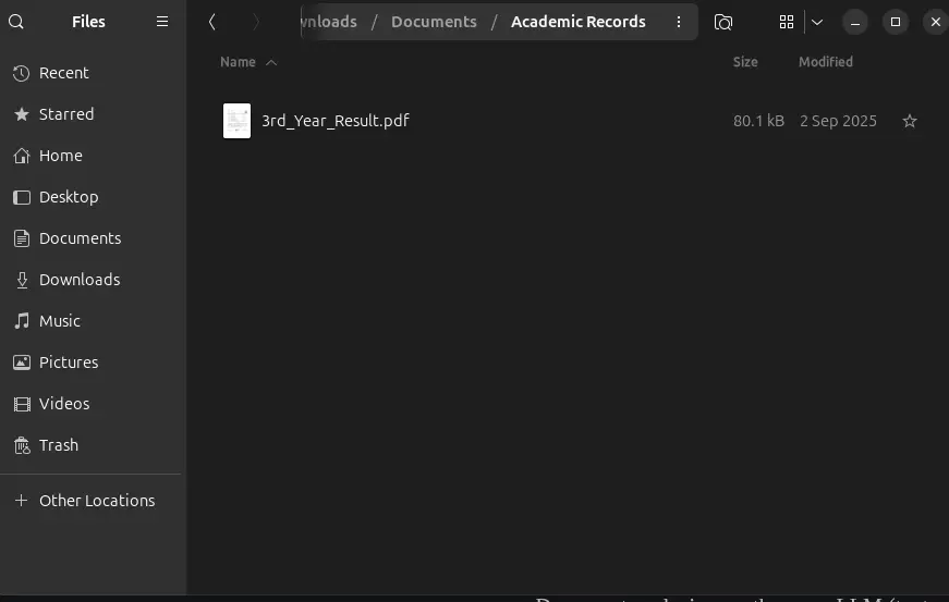 result certificate renamed and categorized in Academic Records