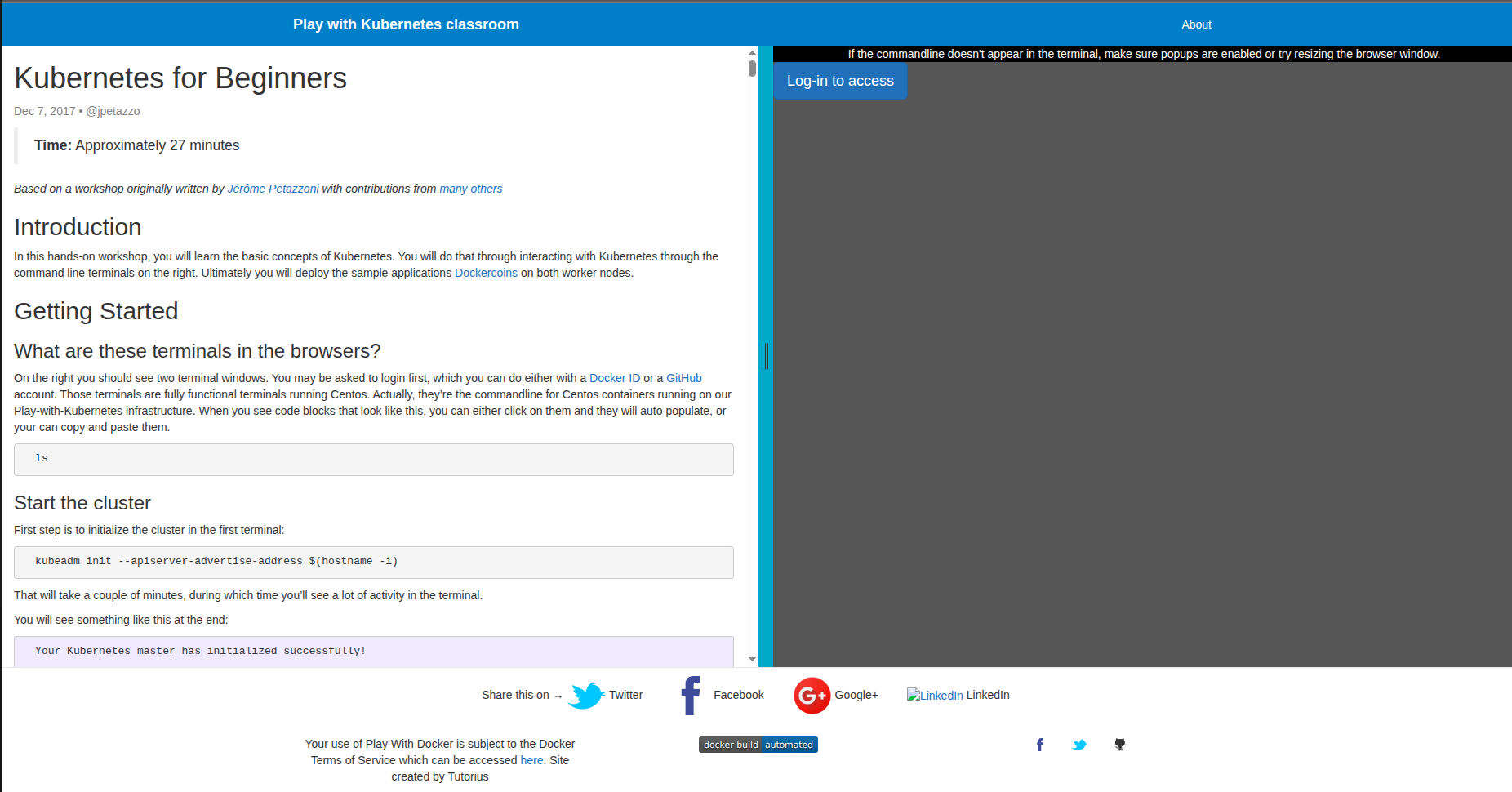Play with Kubernetes Classrooms