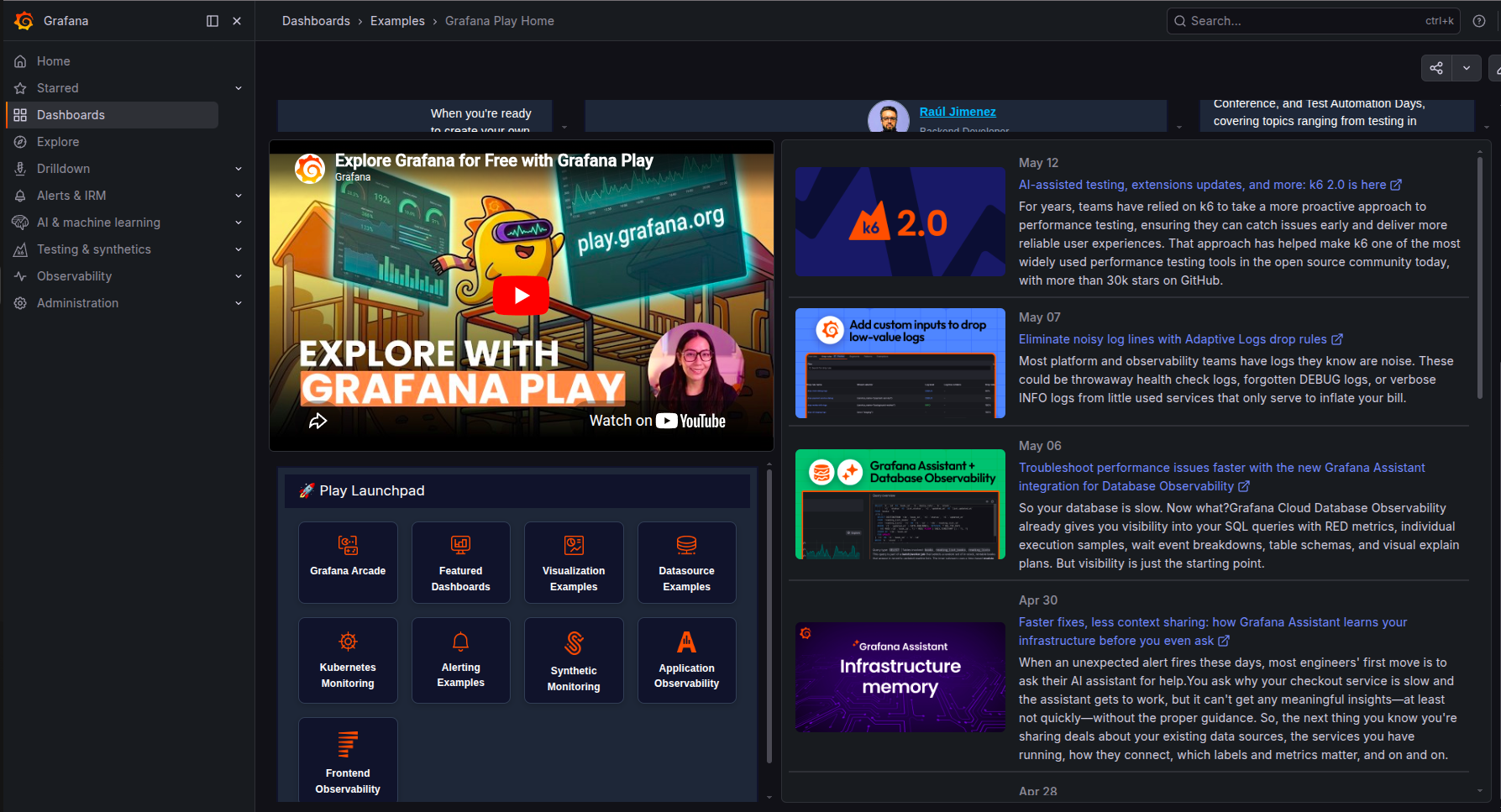 Grafana Play interface