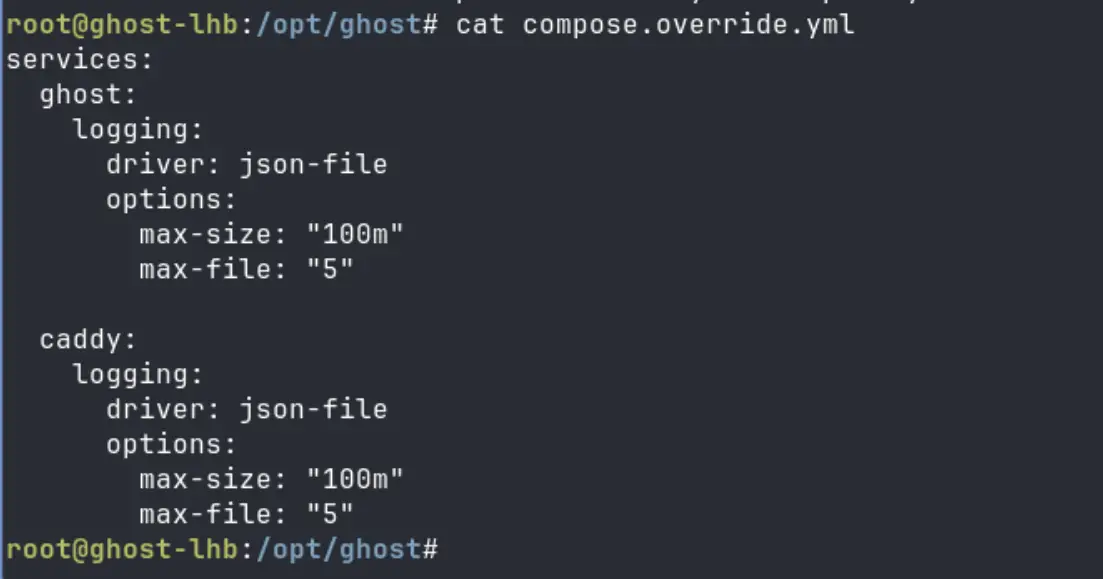 Docker compose override file