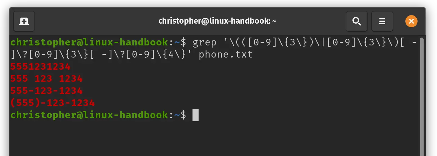 grep examples line number