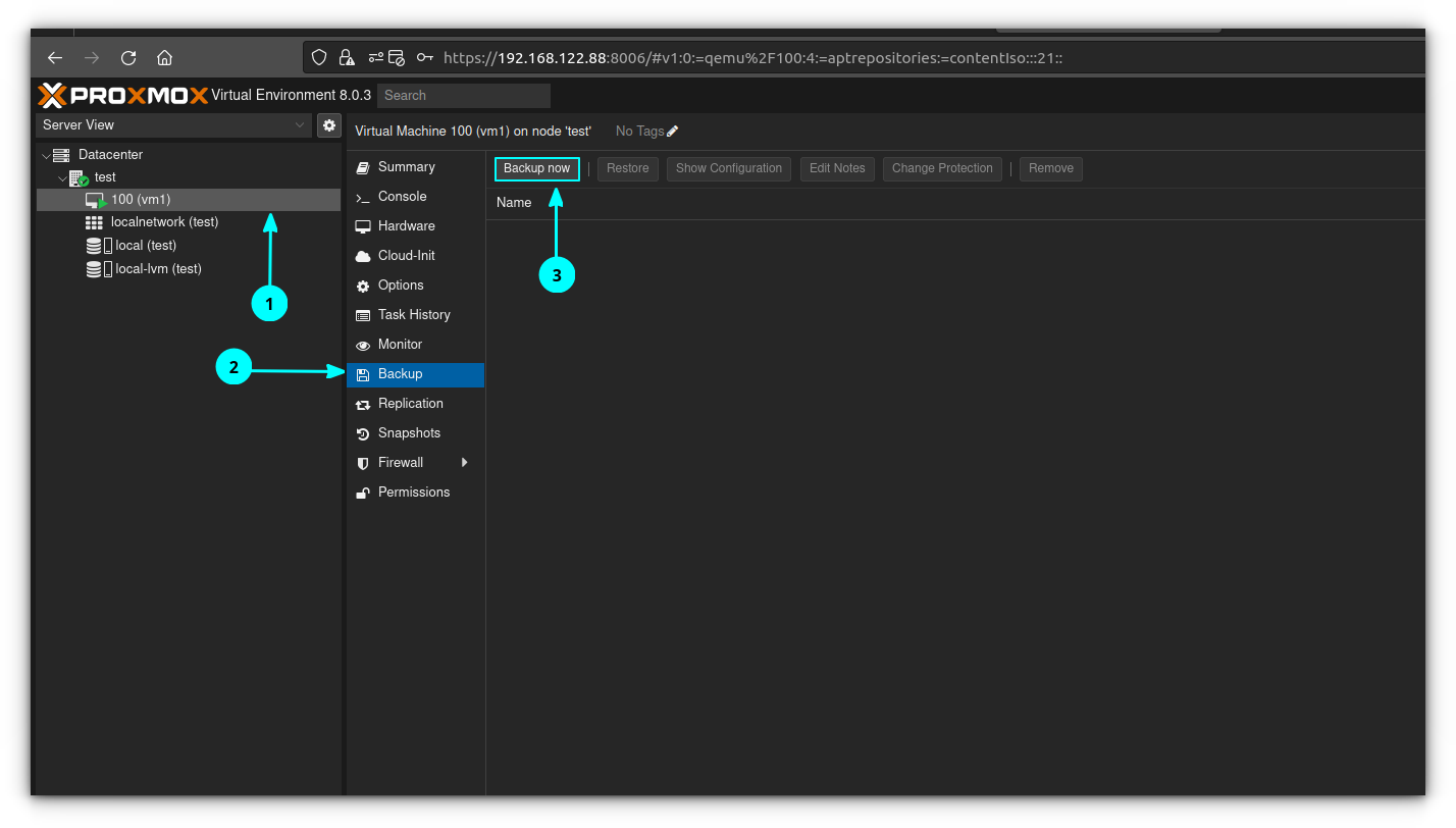 Backup and Restore VMs with Proxmox