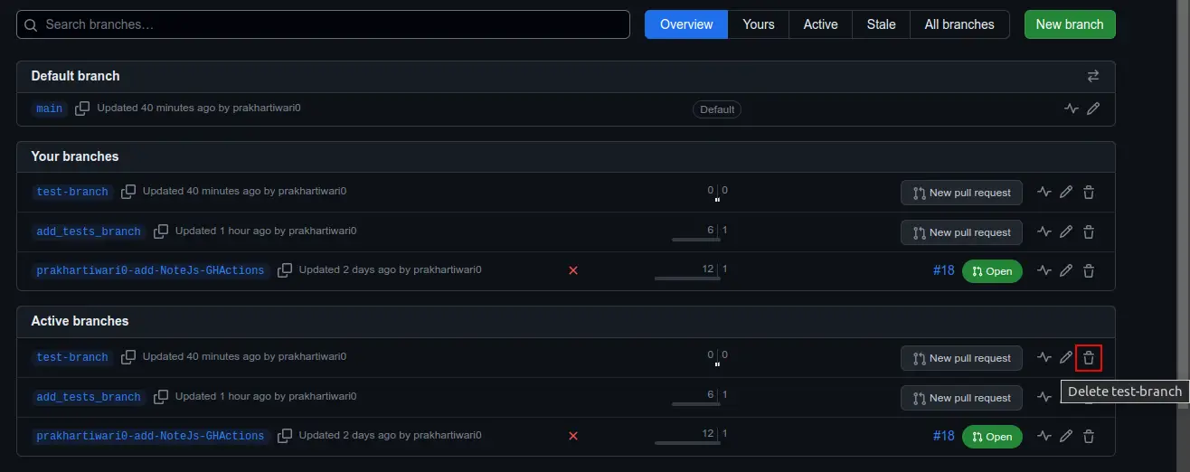 How to Delete a Branch in GitHub