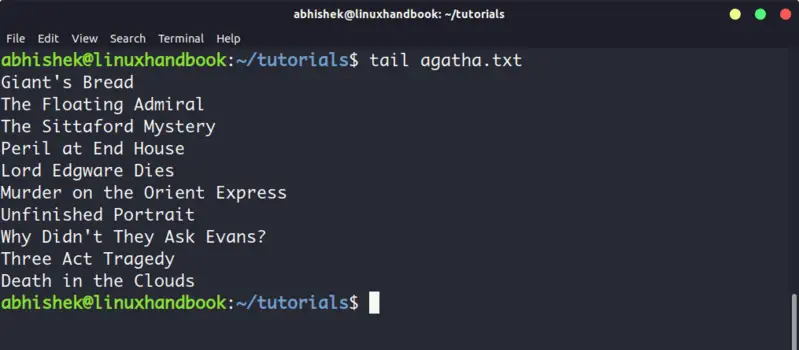 Tail command in Linux