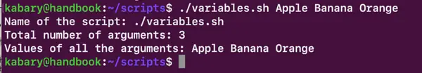 Using special variables in bash shell scripts