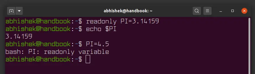 Constant Variable in Bash Shell