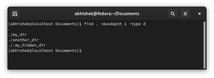 listați sudirectoarele numai cu comanda find în Linux