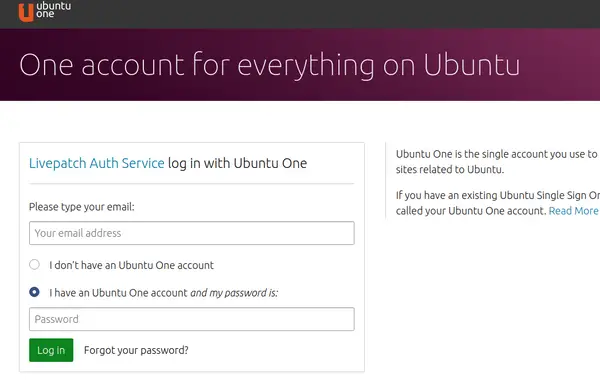 Ubuntu One account login