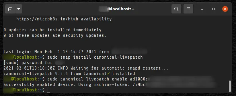 Enabling livepatching on Ubuntu server