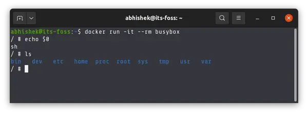 BusyBox in docker container