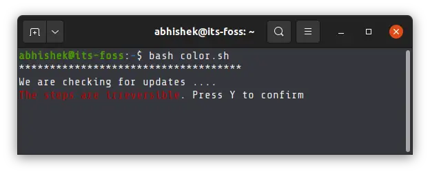 Using colored output in echo command