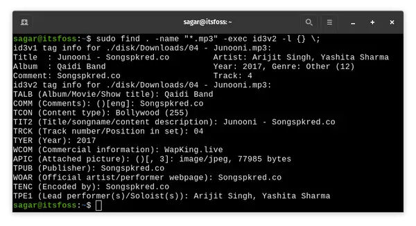 Using id3v2 to show music labels attached with mp3 file