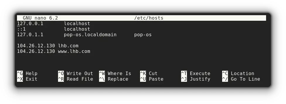 create website shortcuts using hosts file in linux