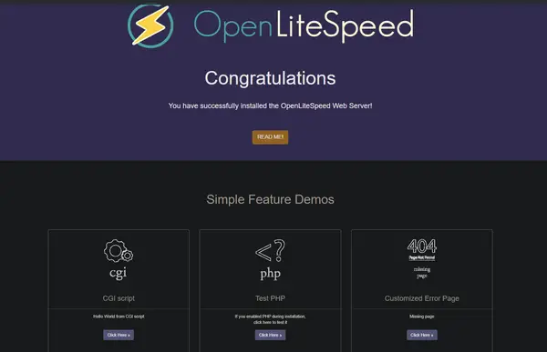 OpenLiteSpeed server web interface