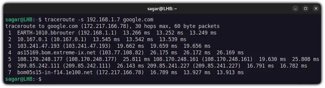 Add alternate source IP address for tracerouting