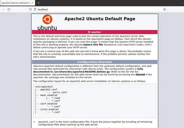 Apache server running on Ubuntu