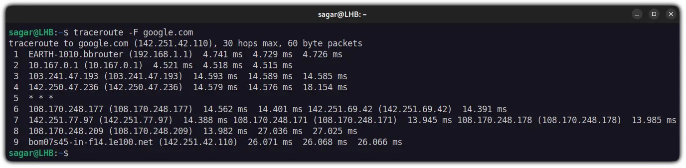 Disable probe packet fragmentation in traceroute 