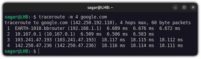 Specify the maximum number of hops in traceroute