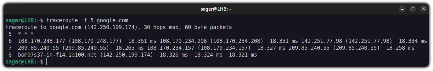 Specify with what TTL to start in traceroute