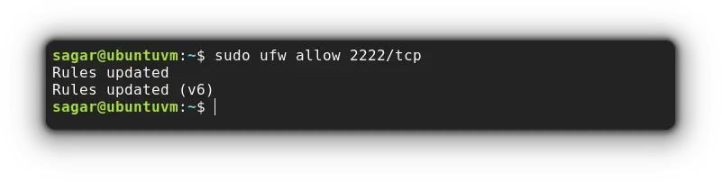 change firewall rule to access SSH via alternate port