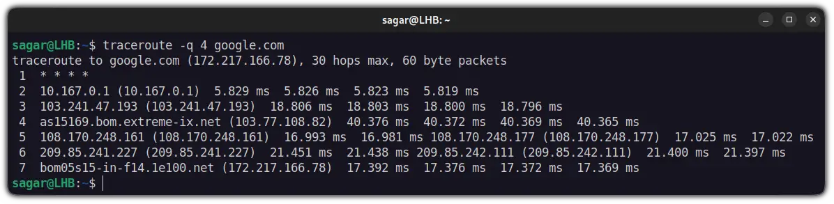 change number of packages being sent over a hop in traceroute