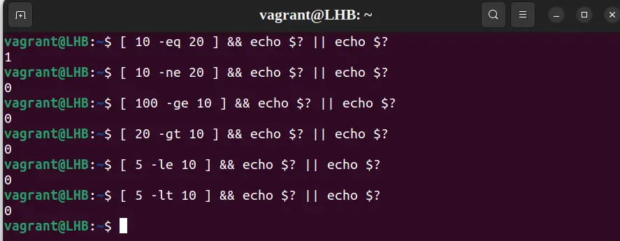 Integer comaprison in bash using the test command