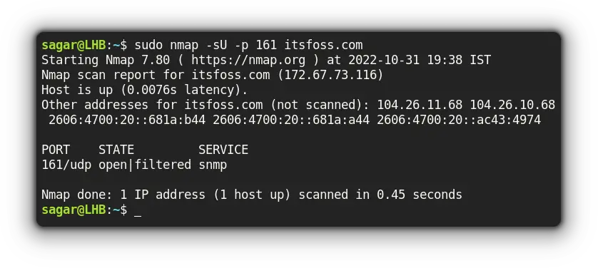 Using nmap for UDP ping