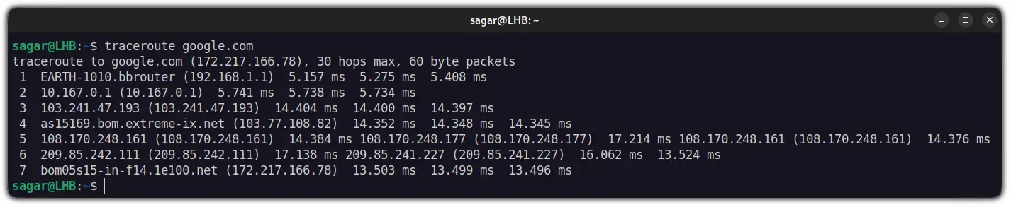 use traceroute command in linux