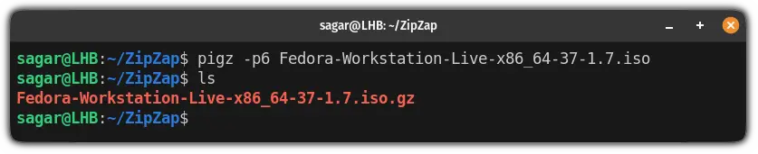 Allocate the number of cores for compression using the pigz command