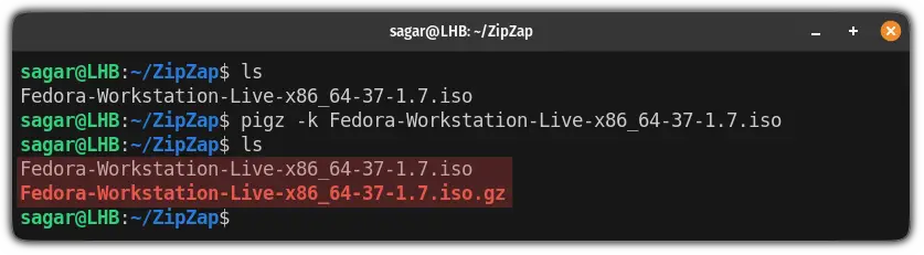 Keep the original file while performing compression on Linux