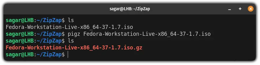 compress files using the pigz command on Linux