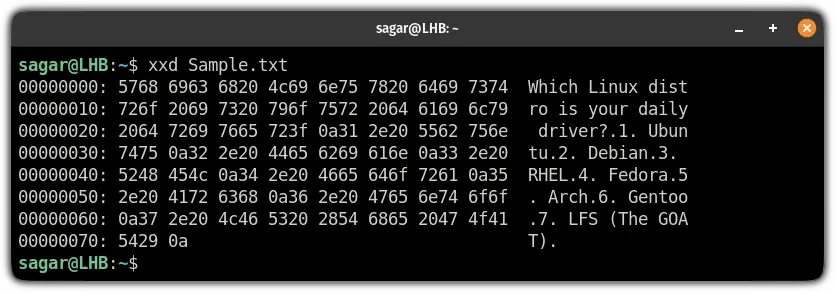 create hash dump from file in Linux using the xdd command